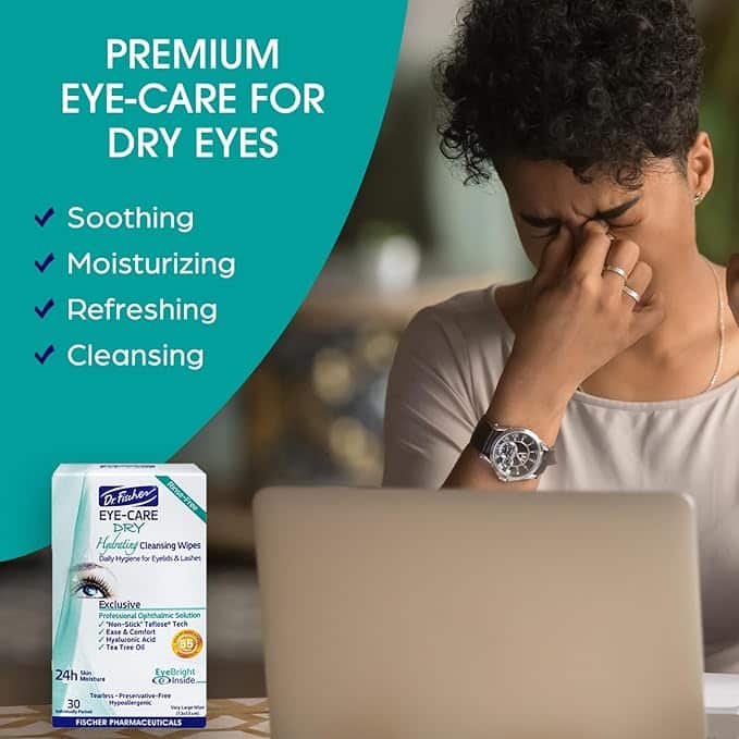 Dr. Fischer Tea Tree Eyelid Wipes - Gentle Eye Wipes for Everyday Eye Cleansing and Hypoallergenic Makeup Remover