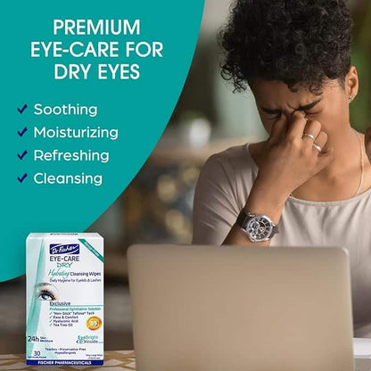 Dr. Fischer Tea Tree Eyelid Wipes - Gentle Eye Wipes for Everyday Eye Cleansing and Hypoallergenic Makeup Remover